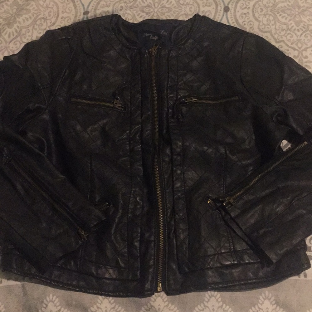 Black leather American Eagle jacket